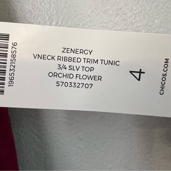 NEW Chico's Womens V Neck Ribbed Trim Tunic 3/4 Sleeve Orchid Flower Sz XXL - Picture 12 of 15